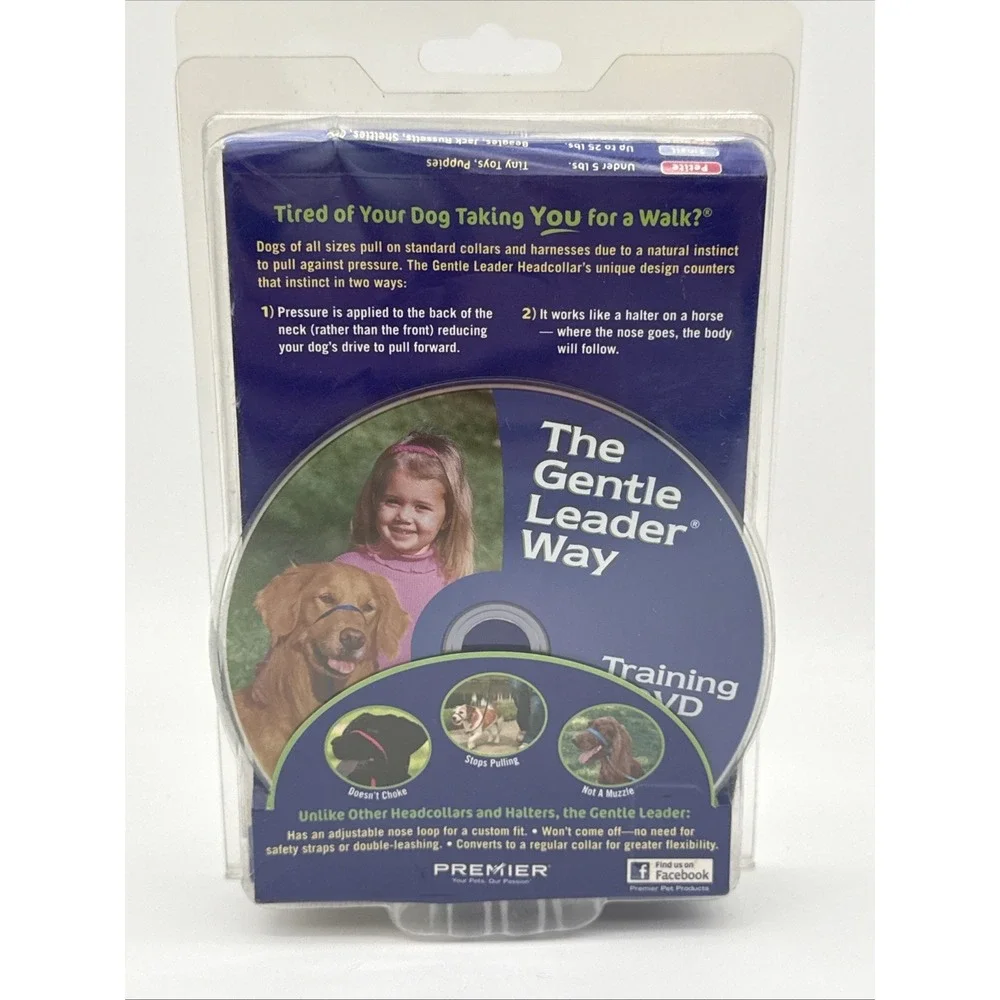 Premier Gentle Leader Headcollar Large Black Dog Training Collar w/ DVD NEW